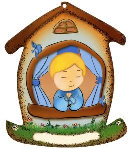 Child House Shaped Plaque cm.10.5x12.5 - 4"x5"