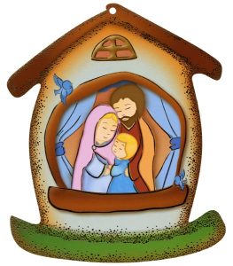 Holy Family House Shaped Plaque cm.10.5x12.5 - 4"x5"