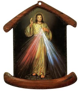 Divine Mercy House Shaped Plaque cm.10.5x12.5 -4"x5"