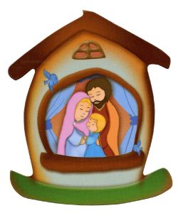 Holy Family House Shaped Magnet cm.5.5x6.6- 2 1/4"x 2 5/8"