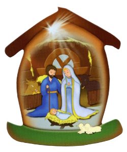Nativity House Shaped Magnet cm.5.5x6.6 - 2 1/4" x 2 5/8"