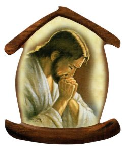 Jesus Praying House Shaped Magnet cm.5.5x6.6 - 21/4" x 2 5/8"