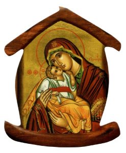 Icon Mother and Child House Shaped Magnet cm.5.5x6.6 - 2 1/4"x 2 5/8"
