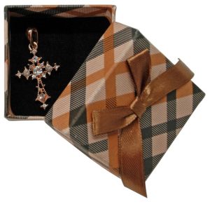 Gold Plated Cross Pendant with Clear Crystals cm.3 - 1 1/8