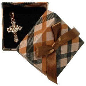 Gold Plated Cross Pendant with Clear Crystals cm.2.5- 1