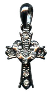 Silver Plated Cross Pendant with Clear Crystals cm.2.5- 1"