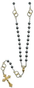 Real Hematite Wedding Rosary Gold Plated mm.6