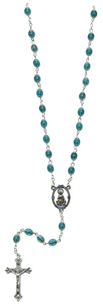 Miraculous Steel Rosary with Blue Enamel mm.6