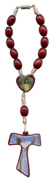 Pope Francis/ St.Francis Wood Rosary Decade with Clasp mm.7x9