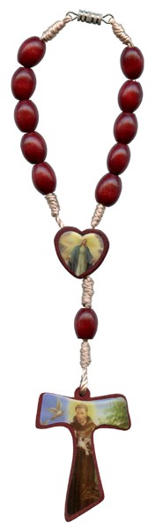 Pope Francis/ St.Francis Wood Rosary Decade with Clasp mm.7x9