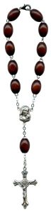 Brown Wood Decade Auto Rosary mm.10