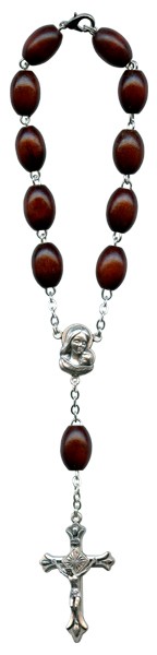 Brown Wood Decade Auto Rosary mm.10