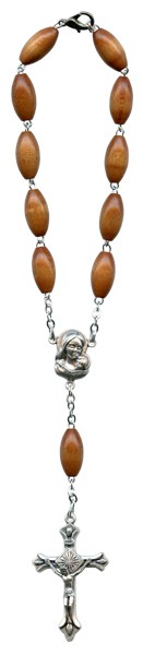 Natural Wood Decade Rosary with Clasp mm.8