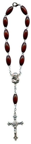 Brown Wood Decade Rosary with Clasp mm.8