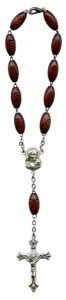Brown Wood Decade Rosary with Clasp mm.8