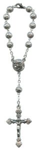 Silver Plated Solid Decade Auto Rosary mm.6