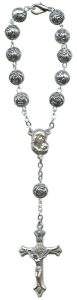 Silver Plated Solid Decade Auto Rosary mm.8
