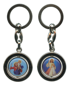 Divine Mercy and St.Christopher Keychain