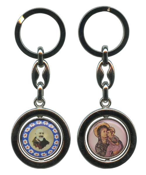 Padre Pio and Mother and Child Keychain