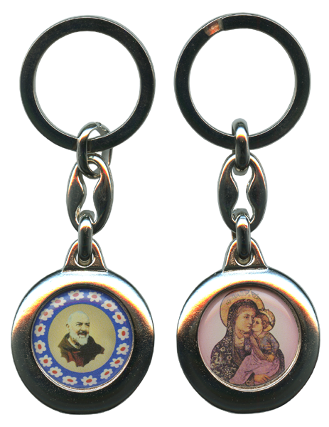 Key chain of Padre Pio/ Mother and Child