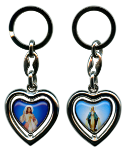 Heart Shaped Keychain of Divine Mercy/ Miraculous