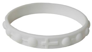 Silicone Elastic Rosary Bracelet in White
