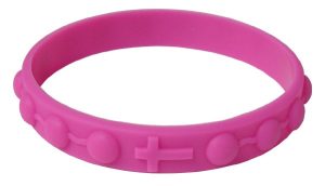 Silicone Elastic Rosary Bracelet in Pink