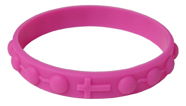 Silicone Elastic Rosary Bracelet in Pink