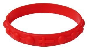 Silicone Elastic Rosary Bracelet in Red