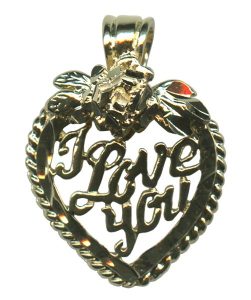 Heart with Rose I LOVE YOU Pendent