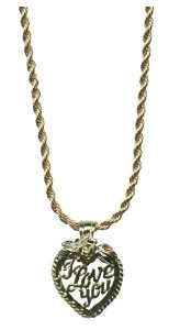 Heart with Rose I LOVE YOU Pendent