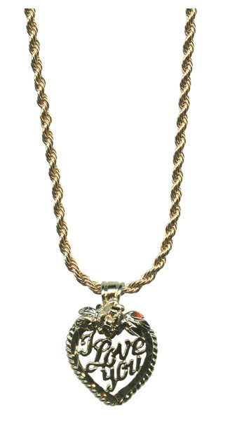 Heart with Rose I LOVE YOU Pendent