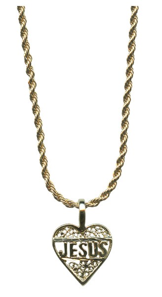 Heart Filigree Jesus Pendent with Chain