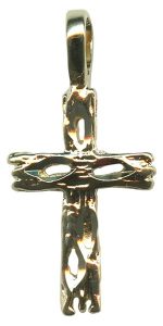 Wooden Look Cross Pendent Gold Plated