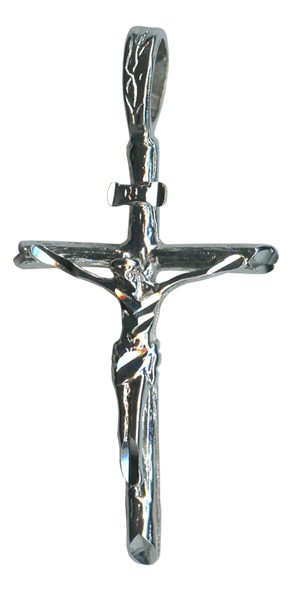 Silver Crucifix Pendent Genuine Rhodium Plating