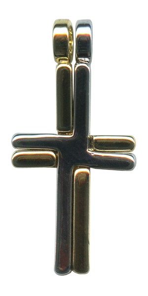 2 Tone 2 Part Cross Pendent