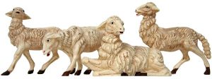 4 pc White Sheep Set for Nativities