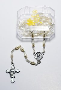 Imitation Pearl Rosary Boxed