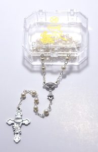 Imitation Pearl Rosary Boxed