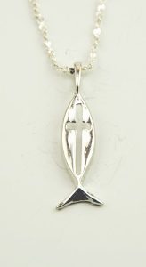 Confirmation Silver Plated Fish Pendent + Chain
