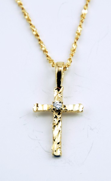 Pendent Gold Plated Cross + Chain