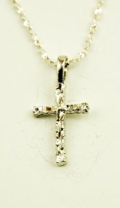 Silver Plated Pendant Cross + Chain