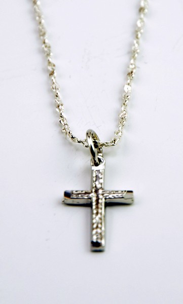 Silver Plated Cross Pendant + Chain