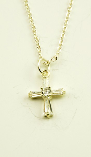 Silver Plated Cross Pendant + Chain
