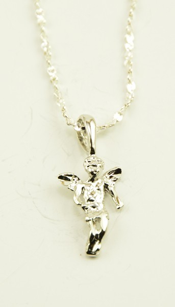 Silver Plated Angel Pendant + Chain