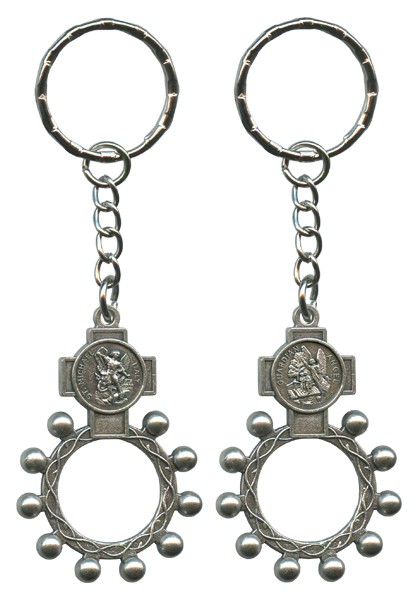 St.Michael and the Guardian Angel Rosary Ring Keychain