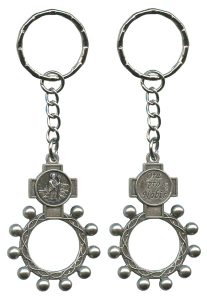 St.Patrick and Ora Pro Nobis (Pray for Us) Basco Rosary Ring Keychain