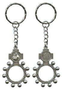 St.Anthony and Ora Pro Nobis (Pray for Us) Baco Rosary Ring Keychain