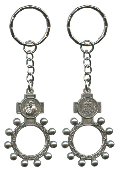 St.Anthony and Ora Pro Nobis (Pray for Us) Baco Rosary Ring Keychain