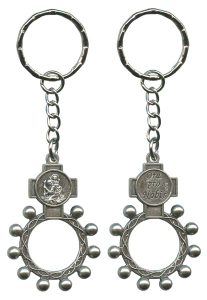 St.Christopher and Ora Pro Nobis (Pray for Us) Basco Rosary Ring Keychain